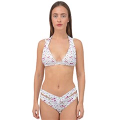 Watercolor Birds Magnolia Spring Pattern Double Strap Halter Bikini Set by EDDArt