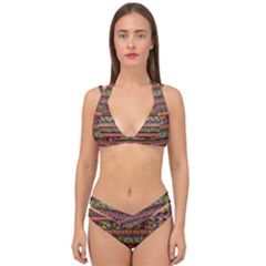 Traditional Africa Border Wallpaper Pattern Colored 2 Double Strap Halter Bikini Set by EDDArt