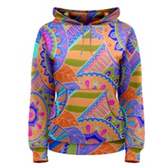 Pop Art Paisley Flowers Ornaments Multicolored 3 Women s Pullover Hoodie by EDDArt