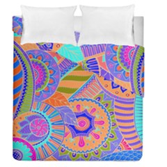 Pop Art Paisley Flowers Ornaments Multicolored 3 Duvet Cover Double Side (queen Size) by EDDArt