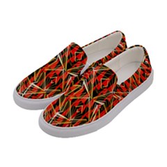 Red Triangles Zig Zags Many Layers Created By Flipstylezdesigns Women s Canvas Slip Ons by flipstylezfashionsLLC