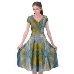 Cosmic Waters Warp Cap Sleeve Wrap Front Dress by lwdstudio