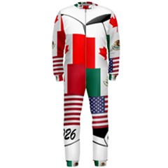 United Football Championship Hosting 2026 Soccer Ball Logo Canada Mexico Usa Onepiece Jumpsuit (men)  by yoursparklingshop