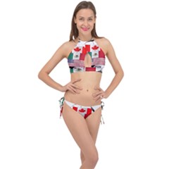 United Football Championship Hosting 2026 Soccer Ball Logo Canada Mexico Usa Cross Front Halter Bikini Set by yoursparklingshop