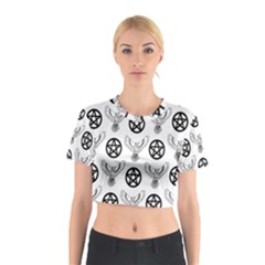 Owls And Pentacles Cotton Crop Top by IIPhotographyAndDesigns