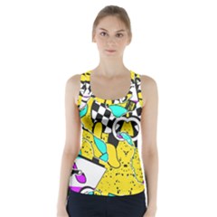 Shapes On A Yellow Background                                          Racer Back Sports Top by LalyLauraFLM