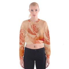 Wonderful Rose In Soft Colors Cropped Sweatshirt by FantasyWorld7