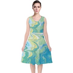 Melting V-neck Midi Sleeveless Dress  by lwdstudio