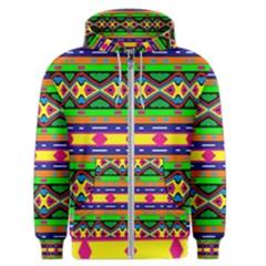 Distorted Colorful Shapes And Stripes                                         Men s Zipper Hoodie by LalyLauraFLM