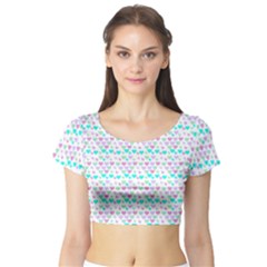 Hearts Butterflies White 1200 Short Sleeve Crop Top by snowwhitegirl