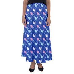 Snow Sleigh Deer Blue Flared Maxi Skirt by snowwhitegirl