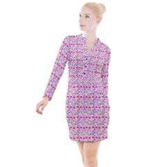 Hearts Butterflies Pink 1200 Button Long Sleeve Dress by snowwhitegirl