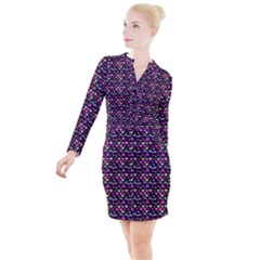 Hearts Butterflies Blue Pink Button Long Sleeve Dress by snowwhitegirl