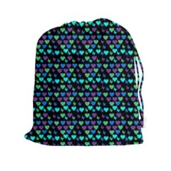 Hearts Butterflies Black Drawstring Pouches (xxl) by snowwhitegirl