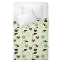 Heart Cherries Mint Duvet Cover Double Side (single Size) by snowwhitegirl