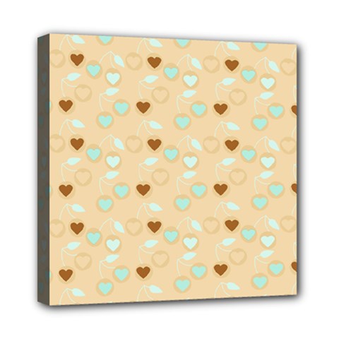 Beige Heart Cherries Mini Canvas 8  X 8  by snowwhitegirl