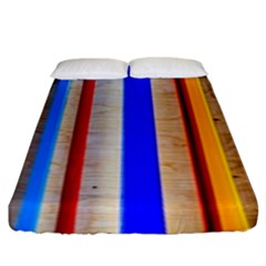 Colorful Wood And Metal Pattern Fitted Sheet (king Size) by FunnyCow