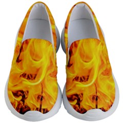 Fire And Flames Kid s Lightweight Slip Ons by FunnyCow