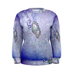 Wonderful Butterlies With Flowers Women s Sweatshirt by FantasyWorld7