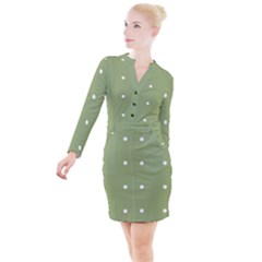 Olive Dots Button Long Sleeve Dress by snowwhitegirl