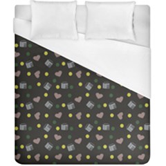 Dark Grey Milk Hearts Duvet Cover (california King Size) by snowwhitegirl