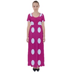 Pink Dot High Waist Short Sleeve Maxi Dress by snowwhitegirl