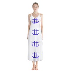 Royal Anchors On White Button Up Chiffon Maxi Dress by snowwhitegirl