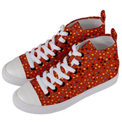 Red Retro Dots Women s Mid-top Canvas Sneakers by snowwhitegirl