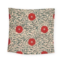 Papanese Floral Red Square Tapestry (small) by snowwhitegirl