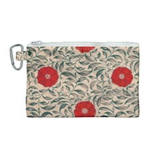 Papanese Floral Red Canvas Cosmetic Bag (medium) by snowwhitegirl