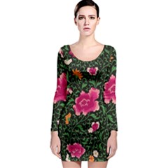 Pink Japan Floral Long Sleeve Bodycon Dress by snowwhitegirl