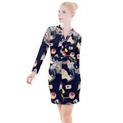 Food Button Long Sleeve Dress by snowwhitegirl