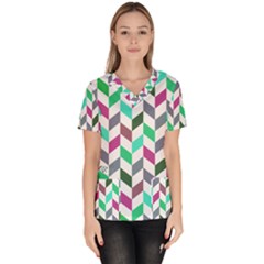 Zigzag Chevron Pattern Aqua Purple Scrub Top by snowwhitegirl