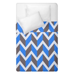 Zigzag Chevron Pattern Blue Grey Duvet Cover Double Side (single Size) by snowwhitegirl