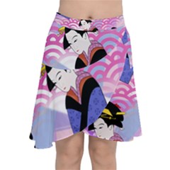 Japanese Abstract Blue Chiffon Wrap by snowwhitegirl