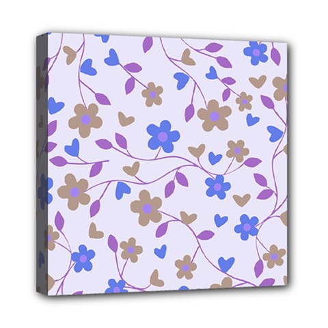 Blue Vintage Flowers Mini Canvas 8  X 8  by snowwhitegirl