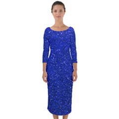 Blue Glitter Quarter Sleeve Midi Bodycon Dress by snowwhitegirl