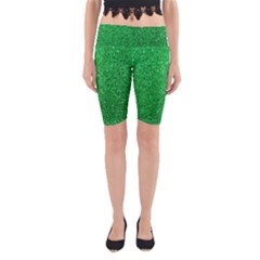 Green Glitter Yoga Cropped Leggings by snowwhitegirl