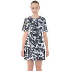 Grey Camo Sixties Short Sleeve Mini Dress by snowwhitegirl