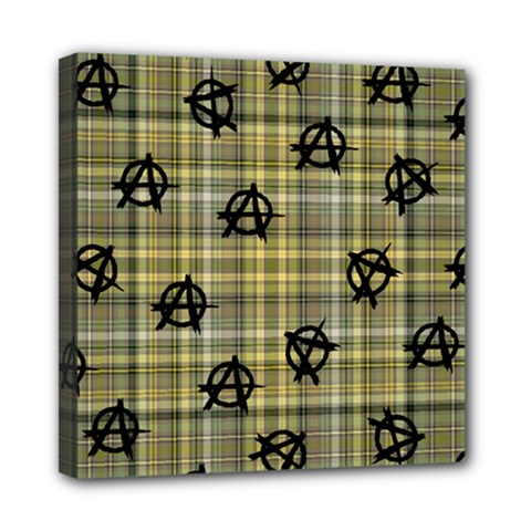 Yellow Plaid Anarchy Mini Canvas 8  X 8  by snowwhitegirl