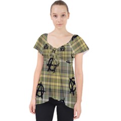 Yellow Plaid Anarchy Lace Front Dolly Top by snowwhitegirl