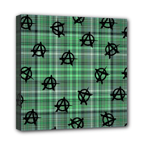 Green  Plaid Anarchy Mini Canvas 8  X 8  by snowwhitegirl