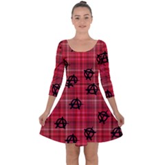 Red Plaid Anarchy Quarter Sleeve Skater Dress by snowwhitegirl