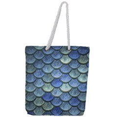 Blue Mermaid Scale Full Print Rope Handle Tote (large) by snowwhitegirl