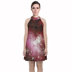 Nebula Red Velvet Halter Neckline Dress  by snowwhitegirl