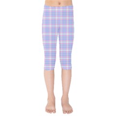 Pink Blue Plaid Kids  Capri Leggings  by snowwhitegirl