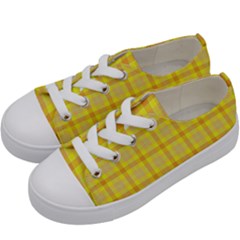 Yellow Sun Plaid Kids  Low Top Canvas Sneakers by snowwhitegirl