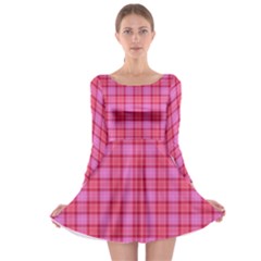 Valentine Pink Red Plaid Long Sleeve Skater Dress by snowwhitegirl