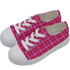 Valentine Pink Red Plaid Kids  Low Top Canvas Sneakers by snowwhitegirl