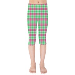 Pink Green Plaid Kids  Capri Leggings  by snowwhitegirl